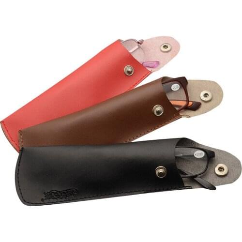 Fashion New Sunglasses Bag Pu Leather Portable High-end Waterproof Button Glasses Bag Storage Glasses Case 1pc Eyewear Bag