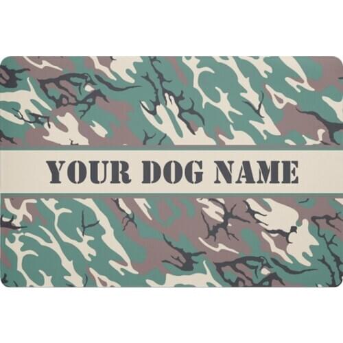 Novelty Pink Green Camo Military Dog Placemat Navy Camouflage Personalised Dog Name Door Mat Rug Carpet for Dogs Custom Pet Gift
