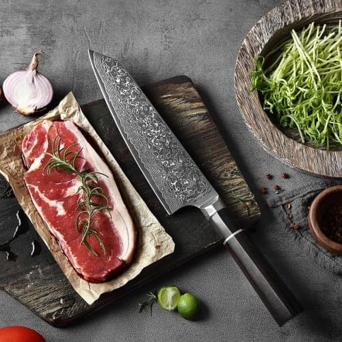 Damascus Chef Knives 8.5 Inch Japanese High Carbon VG10 Razor-Sharp Blade Knife Meat Vegetable Fruit Slicing Kitchen Knives
