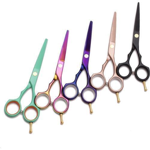 5.5" 16cm 440C Customized Logo Barber Scissors Cutting Shears Normal Scissors With Finger Rest Professional Hair Scissors C1104