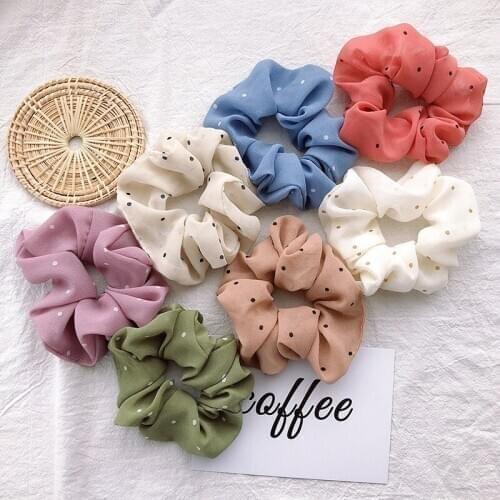 Womens Elegant Print Little Chiffon Headband Hair Band Elastic Band Ponytail Holder Girl Teen Sweet Hair Accessories