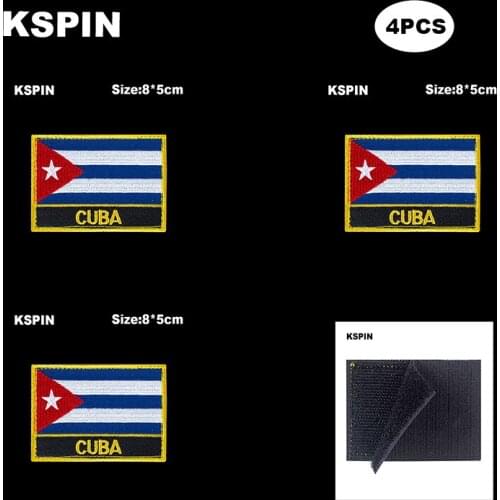 Rectangle National Flag Patch Hook Loop Cuba Badges Armband 3D Stick on Jacket Backpack Stickers
