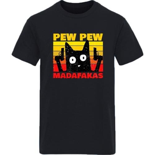 Pew Madafaka Cat Cotton Round Neck T-shirt For Man Streetwear High Quality Clothing Tops Male S-3XL Casual 2020 Ropa De Hombre