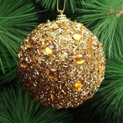 Christmas Rhinestone Glitter Baubles Gold Silver Balls Xmas Tree Ornament Decoration 8CM Christmas Decorations For Home Decor