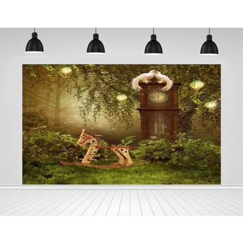Scopiso Photography Backdrop Clock And The Dove Magic Grass Vinyl Background For Children Shooting Photo Studio Decoration Props