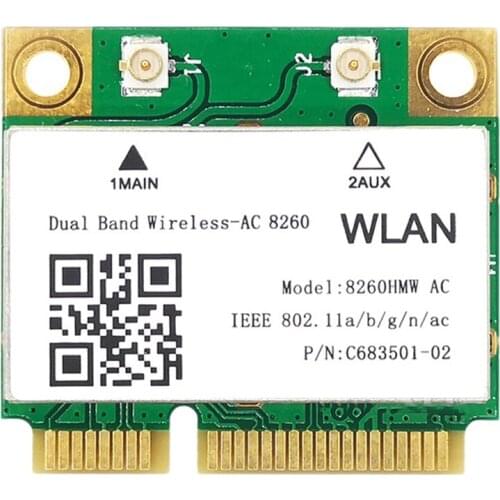 1200Mbps Network Card 8260Hmw Ac 2.4G+5G Mini Pci-E Card 4.2 Bluetooth Wifi Card 802.11Ac 867Mbps for Laptop/Computers