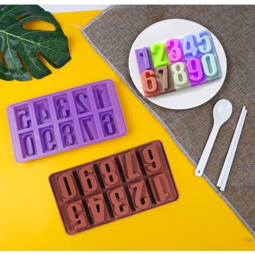 1PC Silicone Numbers Chocolate Mold Cookies Cold 3D Digital Shape Fondant Cake Baking Jelly Candy Pastry DIY Decorating Tools
