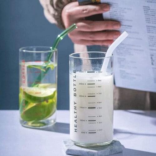 Breakfast Milk Juice Beer Glass Heat Resistant Water Cup Transparent Glass Cup With Scale For Home Office Borosilicate Glass Cup