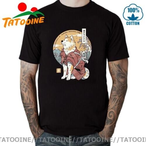 Tatooine Japanese Anime Shiba Inu Dog Akita Samurai T shirt men Cartoon Samurai Warrior Shiba Inu T-shirt 2020 Latest Design Tee