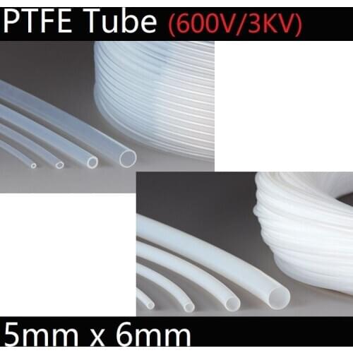 ID 5mm x 6mm OD PTFE Tube T eflon Insulated Rigid Capillary F4 Pipe High Low Temperature Resistant Transmit Hose 3KV White Clear
