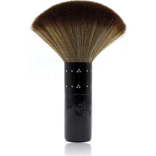 High Quality Soft Wool Hair Barber Brush Black Round Handle Neck Dust Brush For Hairdresser Cleaning Powder Brushes