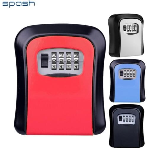 Key Lock Box Wall Mounted Aluminum Alloy Key Safe Box Weatherproof 4 Digit Combination Key Storage Lock Box for Indoor Outdoor