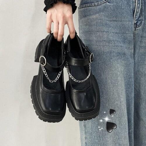 New 2021 Women Creepers Pu Flats Leather Platform JK Mary Jane Student Goth Ladies Loafers Shoes Lolita Dropshipping