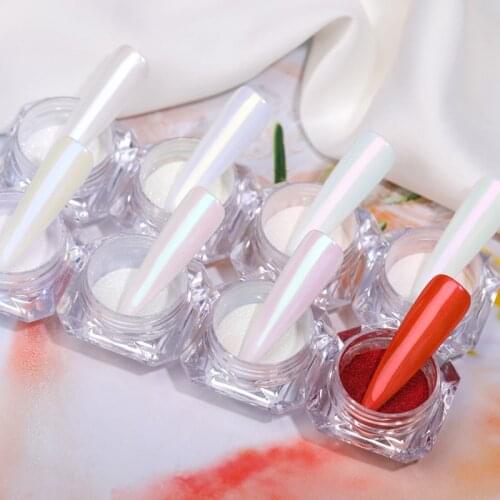 1 Box Neon Shimmer Mirror Nail Powder Pearl Chameleon Acrylic Nail Glitters Powder Auroras Effect Chrome Pigment Dust Decoration