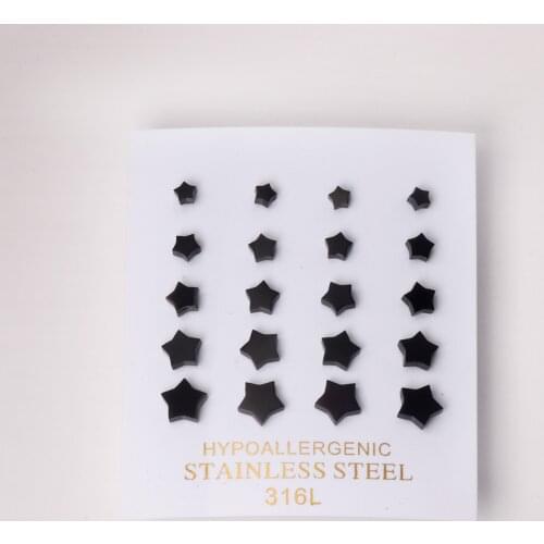 10 Pairs Star Earrings Wholesale Stainless Steel Frosted Cute For Women/Girl Size 4mm to 8mm Gold/Steel Earring Jewelry Gift