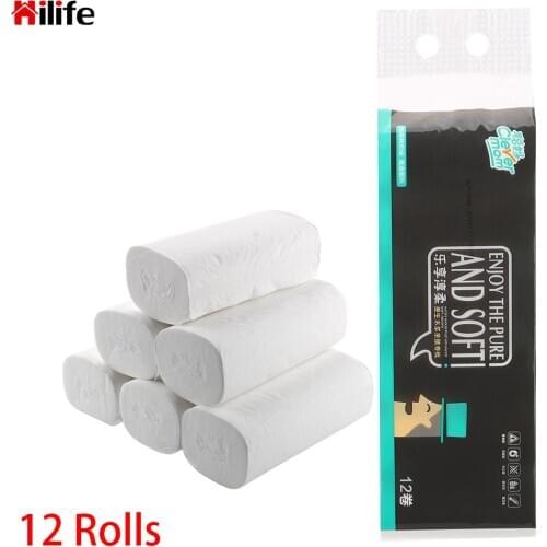 12 Rolls/Lot Toilet Paper Toilet Roll Paper Coreless Toilet Paper Napkin Home Bath Kitchen Tissue Roll 4 Layers