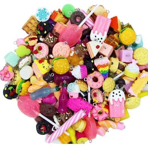 20Pcs Resin Ice Cream Lollipop Bread Pendant Lucky Bag Decor Craft Flatback Cabochon Embellishments Scrapbooking DIY Accessories