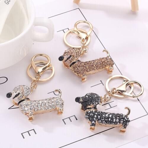 3pcs Dog Dachshund Car Keychain Key Chain Charm Pendant Keys Holder Keyring Women Girl Gift Car Styling Interior Accessories