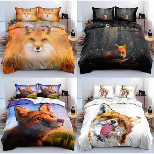 3D Fox Duvet Cover Pillowcases 2-3pcs Single Twin Full Queen King Size Bedding Sets Home Textiles All Seasons Used