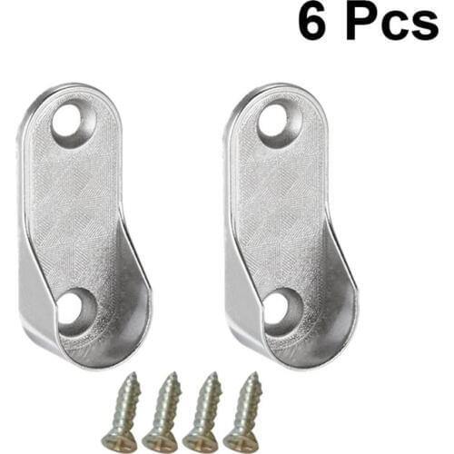 6Pcs Oval Closet Rod End Supports Furniture Hardware Accessories Wardrobe Tube Support Bracket Clothes Hanging Rod Holder