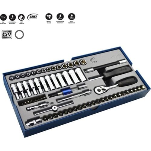 66Pcs Mechanics Tools Kit 6.3MM Series Sockets Set Holders fast Falling Ratchet Wrench,Steering Rod Connector Car Repair Tools