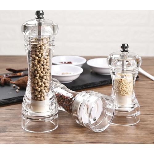 Acrylic Transparent Pepper Grinder Manual Salt Mill Machine Spice Grinding Tools Seasoning Containers Bottle Kitchen Gadgets