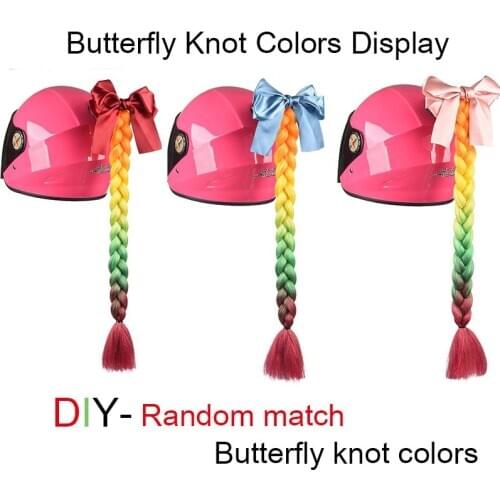 Car Motorcycle Helmet Braid Woman Motocross Full Face Off Road Helmet Decor Sucker Dual Pigtail Ponytail Braids Cosplay Styling