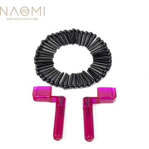 NAOMI 50PCS Acoustic Guitar Pins+ 2PCS Guitar String Winder Pegs Guitar Bridge Pins Purple + Black Guitar Parts Accessories New