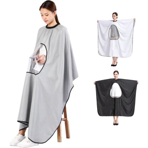 1PC DIY Hair Cutting Apron Waterproof Coat Cloak Hair Barber Cape Salon Cleaning With Phone Viewing Window Hairdressing Tools