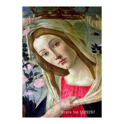 Paintings for living room MADONNA AND CHILD CROWNED BY ANGELS DETAIL OF THE MADONNA Sandro Botticelli High quality Hand painted