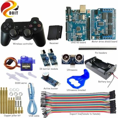 DOIT 1 set Wireless Control Kit IR Ultrasonic Obstacle Avoidance with SG90 Servo Controller kit for Arduino Tank Car Chassis