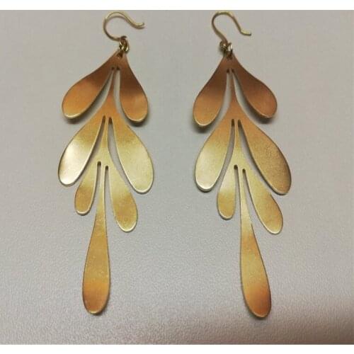 Flower Leaf Brass Earrings / Dangle & Drop Earrings / Nature earrings