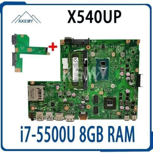 Akemy laptop Motherboard X540UP X540U A540U R504U Mainboard W/ i7-5500U 8GB RAM DDR3 GT920M GPU Free HDD board