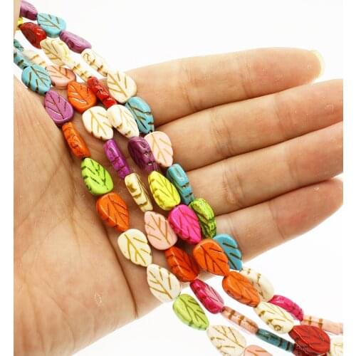 28pcs/bar Natural stone fashion beads Semi-precious stones colored leaf-shaped loose beads Bracelet necklace jewelry accessories