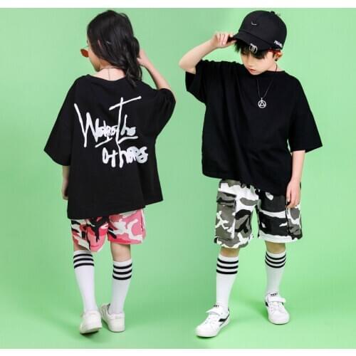 Fashion Kids Party Show Girls Boys Ballroom Hip Hop Dance Clothing for Kids Jazz Dancing Costumes T Shirt Tops Jogger Pants Wear