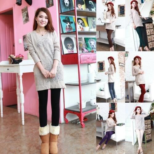 Fashion Women Ladies Girls Show Thin Cotton Warm Winter Leggings Solid High Waist Thick Ankle-Knee Length Leggings With 7 Colors