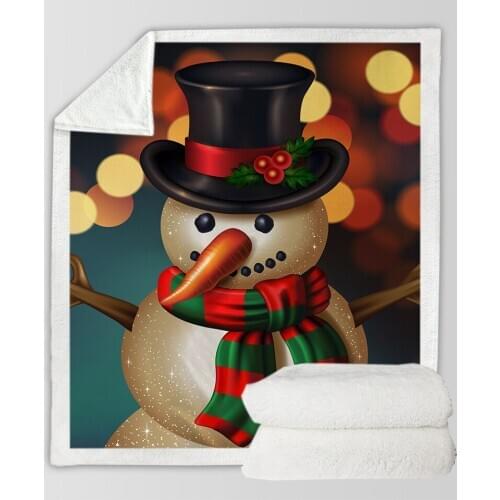 Cartoon Christmas Adult Children 3D Digital Printing Cotton Velvet Thick Blanket to Customize Gift