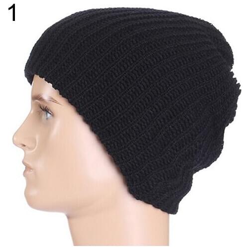Mens winter Hat 2020 Fashion Knitting Slouchy Beanie Cap Baggy Vertical Stripe Warm Winter Hat Soft Thick Black White Hats