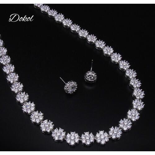 DOKOL Classic Design Round Shape Necklace Set Silver Color CZ Stone Jewelry Sets For Women Fashion Wedding Accessories DKS0016