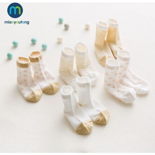 5 pair/lot Khak Dot Lovely Kids Boy Skarpetki Newborn Socks New Knit Breathable Cotton Soft Baby Sock Girl Children Miaoyoutong