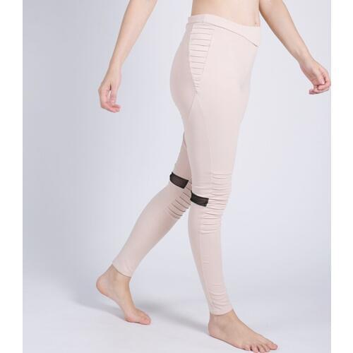 New Women Pleated Mesh Splicing Sports Yoga Pants Fitness Sportwear Trousers Compression Gym Running Pencil Pants Yoga Leggings
