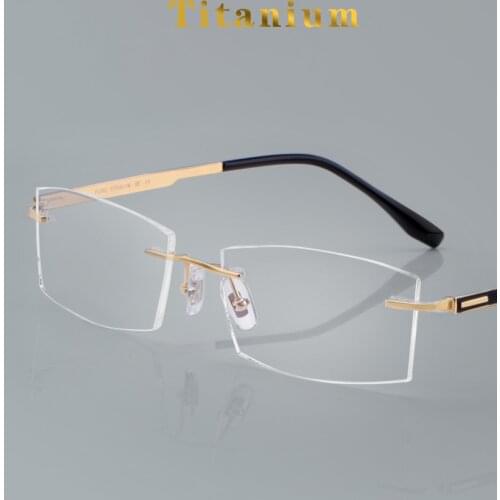 Men Titanium Rimless Glasses Eyewear Optical Glasses Frame Prescription Quality Light Weight Optical Lenses