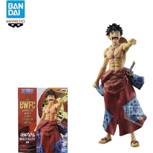 In Stock Bandai Original Anime One Piece BWFC Wano Country Wafuku Luffy Action Figure Collectible Model Speelgoed Voor Kinds