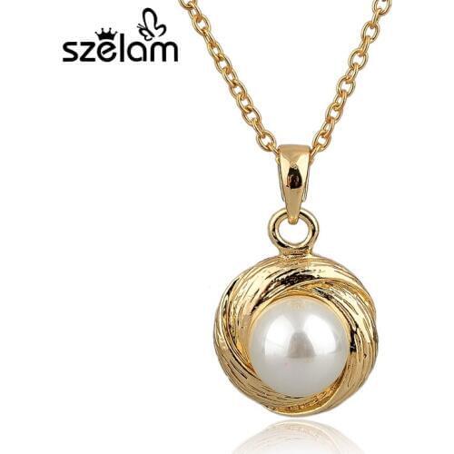 MELIHE Gold Color Chain Necklaces & Pendants 2019 Fashion Jewelry Simulated Pearl Pendant Necklace Long Collares SNE140390