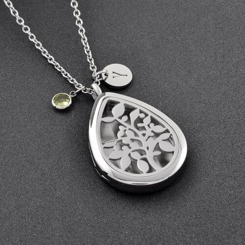 Water Drop Shape Perfume Locket Pendant Women,Wholesale Stainless Steel Tree of life pendant Diffuser Necklace