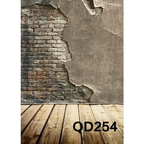 Polyester Wood Plank Broken Brick Wall Kid Backdrop Background Photography Studio Props Photographic Seamless Washable No Crease