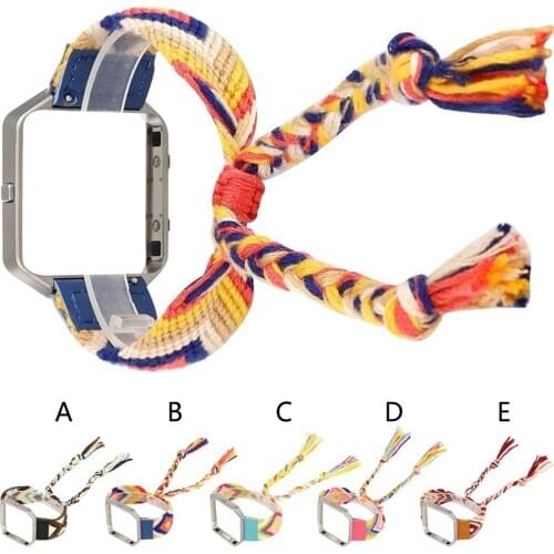 2019 New Wristband Strap Bracelet Watch Replacement Ethnic style Canvas Weave Watch Band Wrist Strap with Frame For Fitbit Blaze