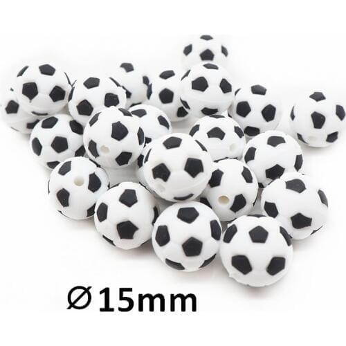 Chengkai 10pcs Silicone Football Teether Beads DIY Baby Soccer Cartoon Teething Sensory Toy Pacifier Jewelry Making Beads