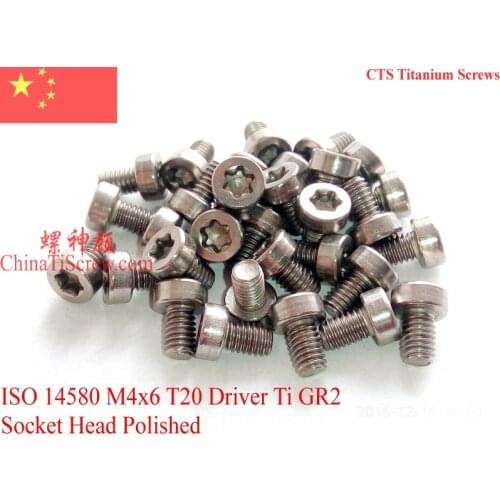 ISO 14580 M4 Titanium screws M4x6 M4x8 M4x10 M4x12 M4x14 M4x16 M4x20 Socket Head T20 Driver TI GR2 Polished