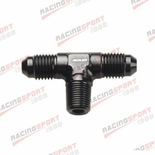 New AN4 AN-4 to 1/8" NPT Flare Tee T-piece Fitting Adapter Aluminum Alloy Black